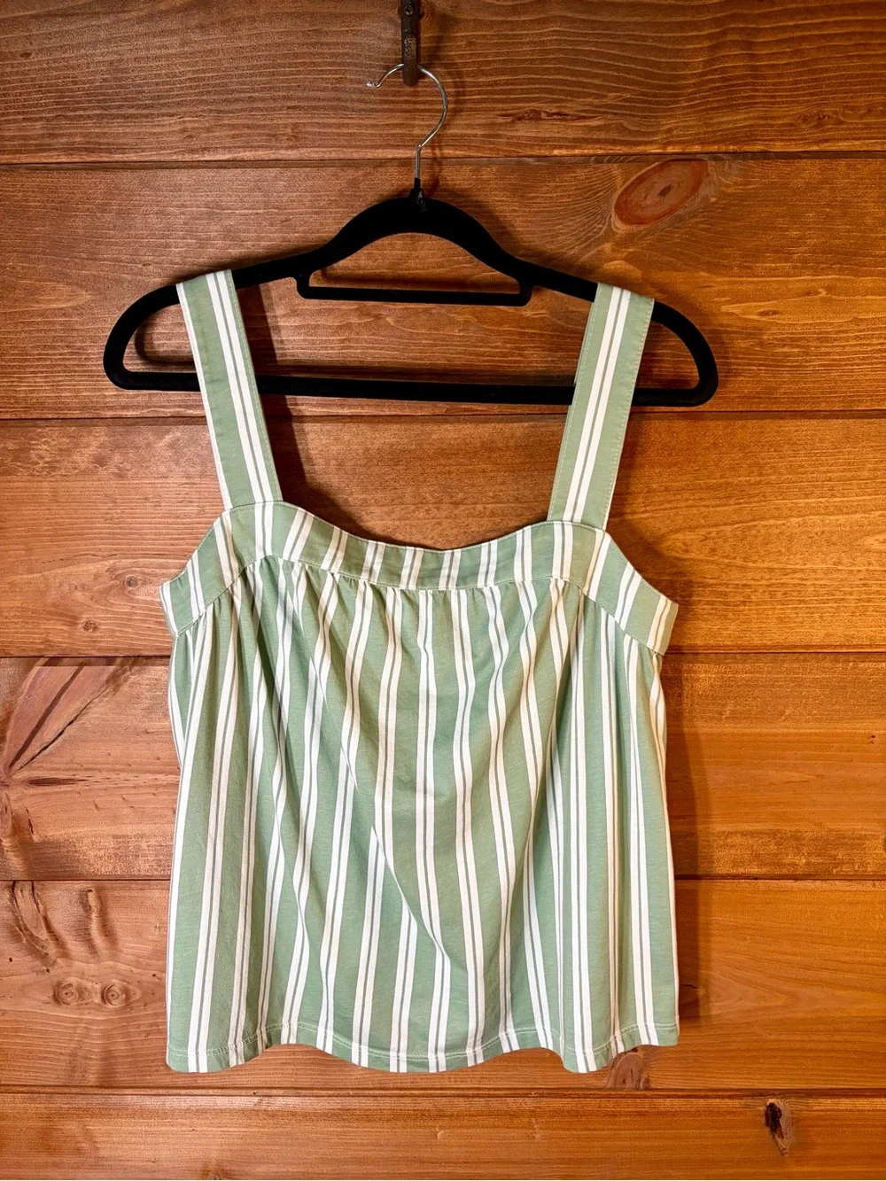 NWOT Sage Green & White Striped Pajama Set Relaxed Tank & Wide-Leg Pants Small 🌸
